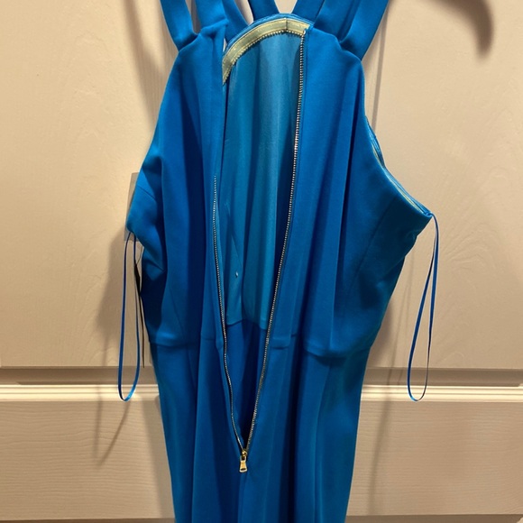Cynthia Steffe Midi Dress Halter Neck Knee Length Blue Size 10 - Picture 17 of 17